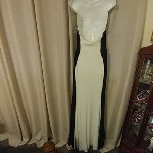 Black and white formal fish tail dress